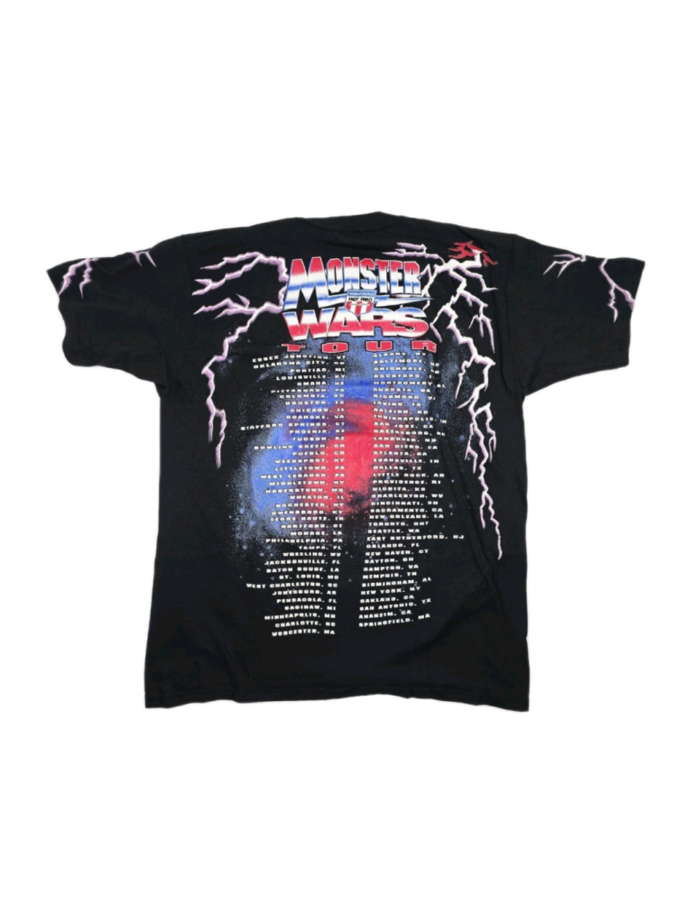 Rare Vintage Monster Wars Tour USA All Over Print Tee Hot Rod Black Size L - Picture 2 of 5